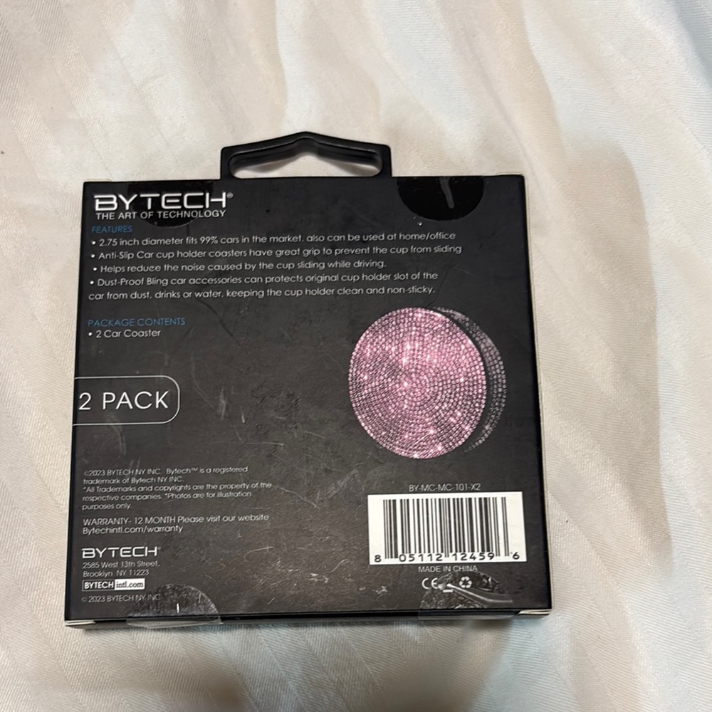 Bytech Pink Rhinestone Car Coaster 2 Pack - Picture 3 of 6
